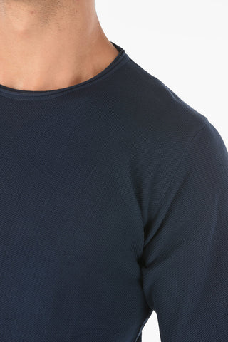 Crew Neck Hopsack Cotton Sweater