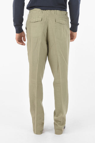 Flax Chino Pants with Waist Drawstring