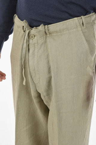 Flax Chino Pants with Waist Drawstring