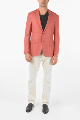 Virgin Wool Silk GATE Blazer with Notch Lapel