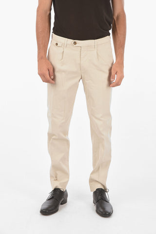 ID Stretched Cotton DOLORES Chino Pants with Herringbone Pattern