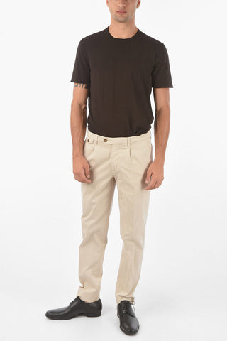 ID Stretched Cotton DOLORES Chino Pants with Herringbone Pattern