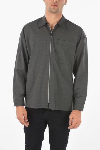 Camicia in Lana Vergine con Chiusura a Zip