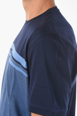 Crew Neck Striped Motif Cotton T-Shirt