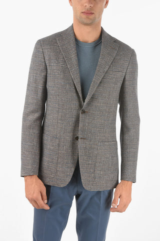 CC COLLECTION Virgin Wool Cotton Flax REFINED Blazer with Notch Lapel