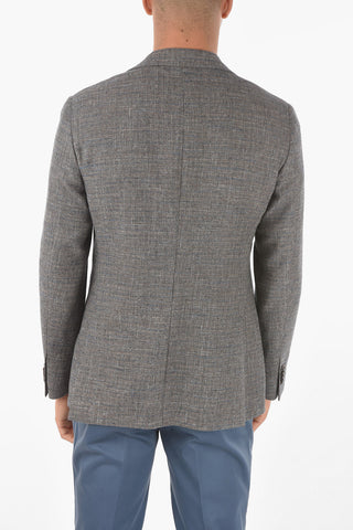 CC COLLECTION Virgin Wool Cotton Flax REFINED Blazer with Notch Lapel