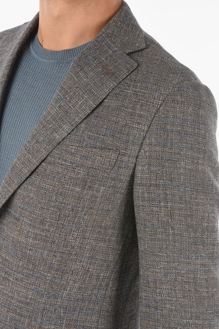 CC COLLECTION Virgin Wool Cotton Flax REFINED Blazer with Notch Lapel