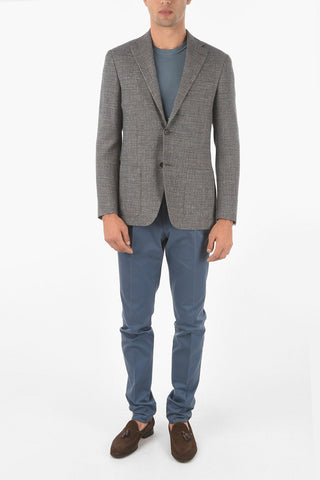 CC COLLECTION Virgin Wool Cotton Flax REFINED Blazer with Notch Lapel