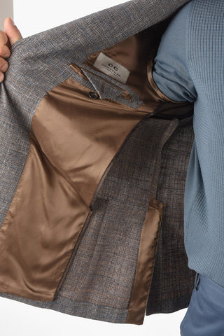 CC COLLECTION Virgin Wool Cotton Flax REFINED Blazer with Notch Lapel