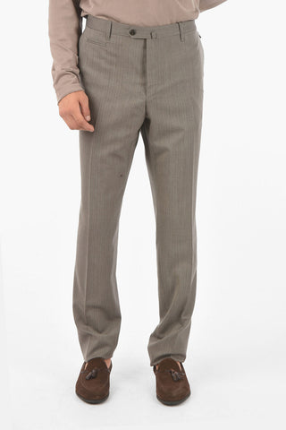 Virgin Wool ACADEMY Multipocket Pants with Herringbon Pattern