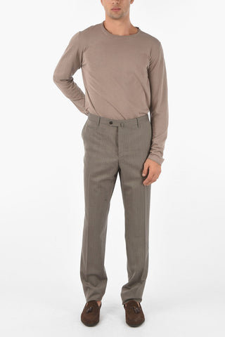 Virgin Wool ACADEMY Multipocket Pants with Herringbon Pattern