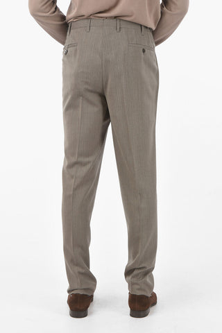 Virgin Wool ACADEMY Multipocket Pants with Herringbon Pattern