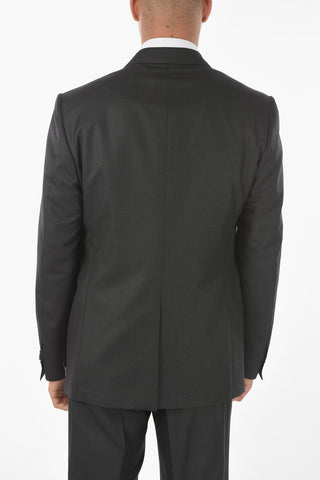 3-Piece Lurex Pinstriped Suit with Peak Lapel