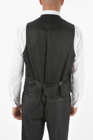 3-Piece Lurex Pinstriped Suit with Peak Lapel
