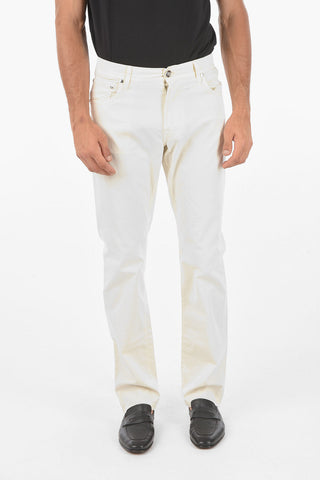 ID LUXURY DENIM Pantaloni in Denim a 5 Tasche con Logo Ricamato
