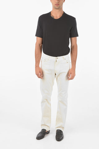 ID LUXURY DENIM Pantaloni in Denim a 5 Tasche con Logo Ricamato