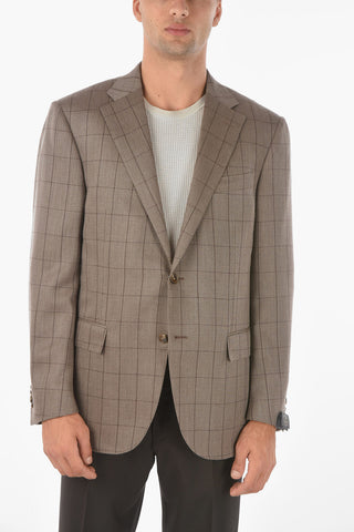 Blazer Semifoderato LEADER in Misto Cashmere con Motivo Windowpane