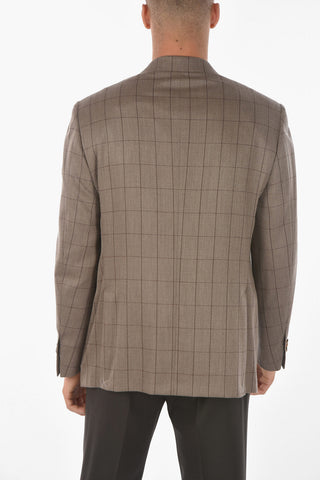 Blazer Semifoderato LEADER in Misto Cashmere con Motivo Windowpane