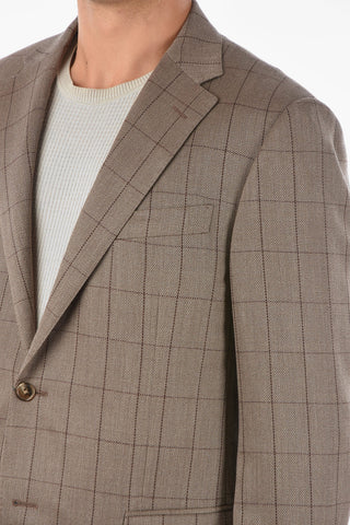 Blazer Semifoderato LEADER in Misto Cashmere con Motivo Windowpane