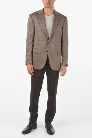 Blazer Semifoderato LEADER in Misto Cashmere con Motivo Windowpane