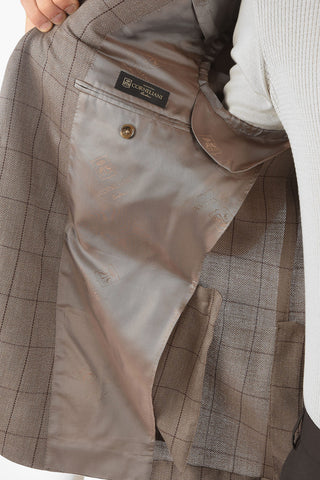 Blazer Semifoderato LEADER in Misto Cashmere con Motivo Windowpane