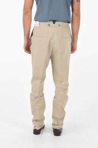 Pantaloni Chino in Misto Lino a Due Pinces