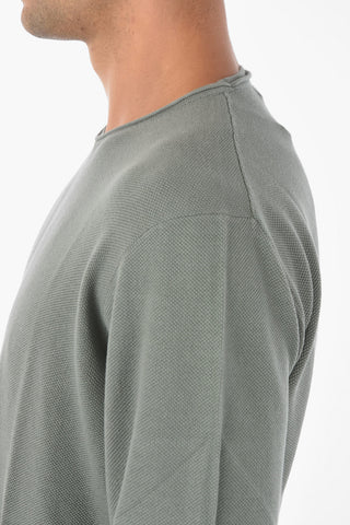 Crew Neck Hopsack Cotton Sweater