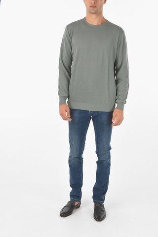 Crew Neck Hopsack Cotton Sweater