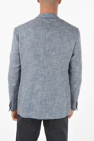 Flax Blend GATE Blazer with Houndstooth Pattern
