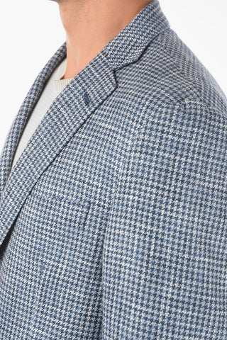 Flax Blend GATE Blazer with Houndstooth Pattern