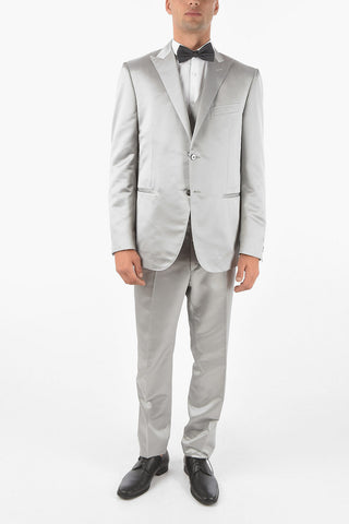 hairline striped no vent peak lapel CERIM.LEADER 3 piece waistcoat suit