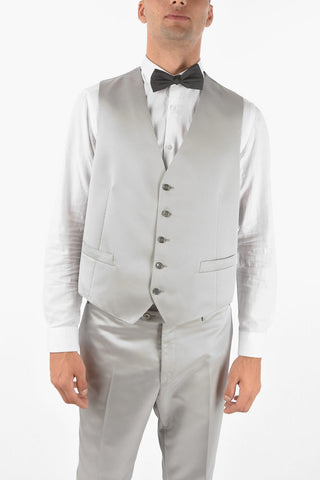 hairline striped no vent peak lapel CERIM.LEADER 3 piece waistcoat suit