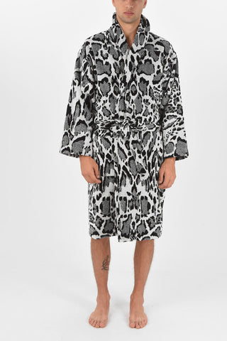 HOME animal printed cotton bathrobe