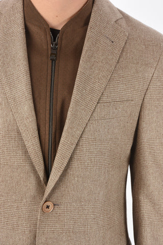 ID Blazer IDENTITY in Seta District Check con Dettagli Removibili