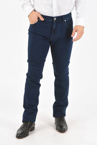 ID LUXURY DENIM Stretched Cotton Dark-wash Jeans with 5 Pockets 18cm
