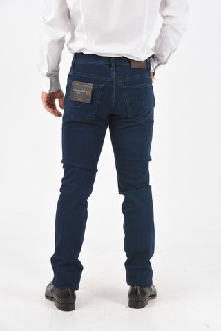 ID LUXURY DENIM Stretched Cotton Dark-wash Jeans with 5 Pockets 18cm