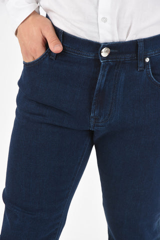 ID LUXURY DENIM Stretched Cotton Dark-wash Jeans with 5 Pockets 18cm