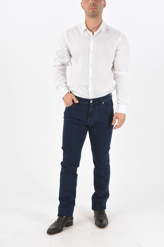ID LUXURY DENIM Stretched Cotton Dark-wash Jeans with 5 Pockets 18cm