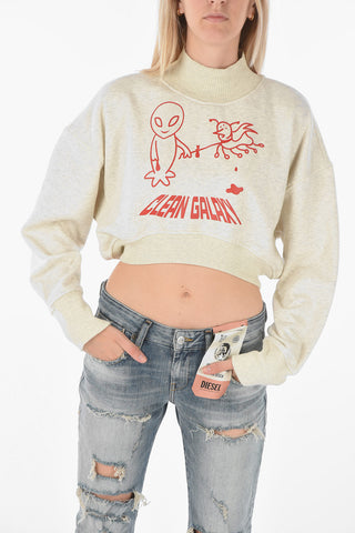 Felpa Crop F-KRAL con Stampa 