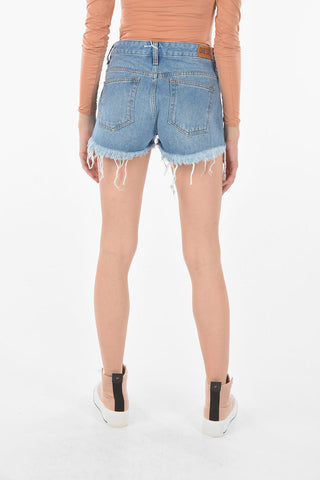 Hot Pants DE-RIFTY in Denim a vita con Orli sfrangiati