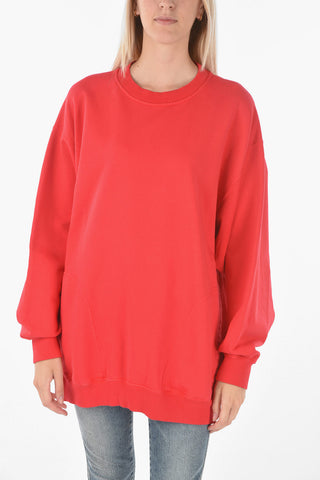 Crewneck F-EXA Sweatshirt with Lettering Embroideries and Side Pockets