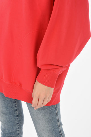 Crewneck F-EXA Sweatshirt with Lettering Embroideries and Side Pockets