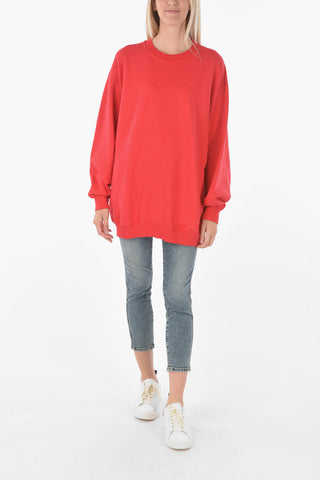 Crewneck F-EXA Sweatshirt with Lettering Embroideries and Side Pockets