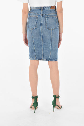 full zip denim DE-PENCIL-ZIP pencil skirt