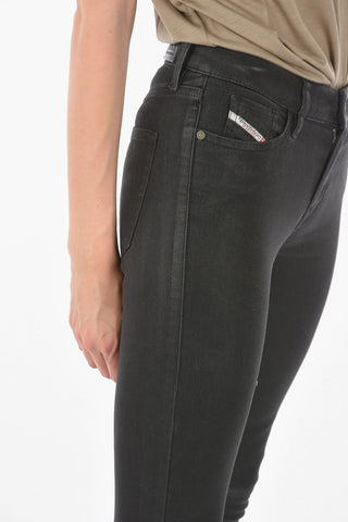 Jeans Skinny Fiit SLANDY in Cotone Spalmato a Vita Regolare 