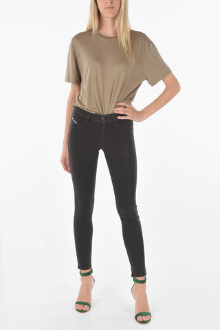 Jeans Skinny Fiit SLANDY in Cotone Spalmato a Vita Regolare 