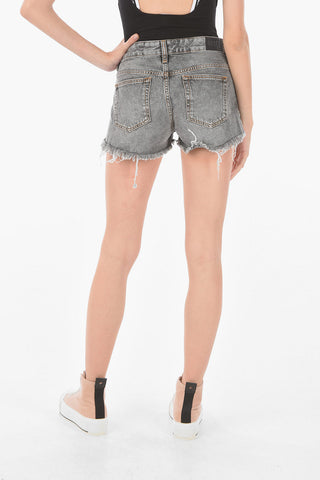 Shorts DE-RIFTY in denim con orlo sfrangiato
