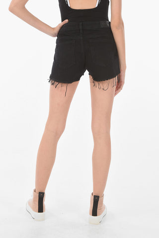 Hot Pants DE-RIFTY in Denim a vita con Orli sfrangiati