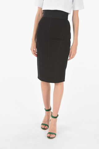  double split-side hem Midi Pencil O-BAND Skirt