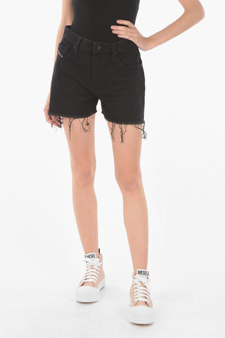 High-rise Denim DE-REG  Hot Pants with Frayed Hems
